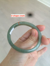 Load image into Gallery viewer, 52.5mm Certified Type A 100% Natural oily dark green/gary oval Jadeite Jade oval bangle etsyAT10-1498