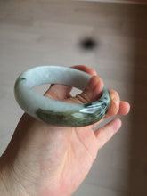 Load image into Gallery viewer, 55.5mm Certified type A 100% Natural green/white chubby Jadeite bangle N103-3792