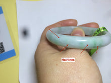Load image into Gallery viewer, 47.5mm Certified Type A 100% Natural light green/white oval Jadeite Jade bangle S8-5094