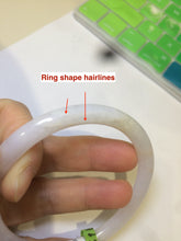 Load image into Gallery viewer, 57.4mm Certified type A 100% Natural icy purple/white/yellow round cut slim Jadeite Jade bangle AE3-5269