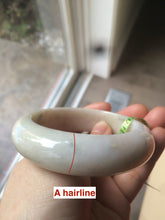 Load image into Gallery viewer, Certified 100% natural 55.8mm beige/green/pink chubby jadeite jade bangle W64-0462