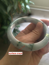Load image into Gallery viewer, 57.7mm certified Type A 100% Natural green/gray/white Jadeite Jade bangle U51-1111