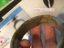 Load image into Gallery viewer, 52mm certified Type A 100% Natural sugar brown/red/green/white oil painting style square Jadeite Jade bangle D3-2745