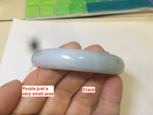 Load image into Gallery viewer, 53.9mm Certified Type A 100% Natural white/purple with green floating flowers Jadeite Jade bangle U71-2697