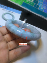 Load image into Gallery viewer, 56.3mm certified Type A 100% Natural light green/white/purple chubby round cut Jadeite Jade bangle E65
