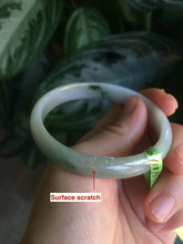 Load image into Gallery viewer, 52.5mm Certified Type A 100% Natural green/white Jadeite Jade oval bangle KS63-8403