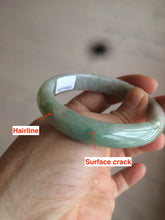 Load image into Gallery viewer, 49mm Type A 100% Natural light green/brown oval Jadeite Jade bangle AM63-6629