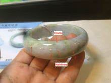 Load image into Gallery viewer, 56.5mm certificated Type A 100% Natural sunny green/purple/yellow Monet’s Water Lilies Jade bangle E62-1029