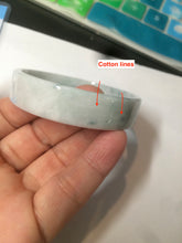 Load image into Gallery viewer, 52.2mm Certified type A 100% Natural light green floating flowers square Jadeite Jade bangle W85-8066