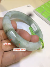 Load image into Gallery viewer, 58mm certified type A 100% Natural green/white jadeite jade bangle R87-1528