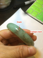 Load image into Gallery viewer, 54.5mm Certified Type A 100% Natural watery light green jadeite jade bangle D61