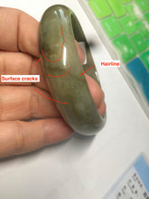 Load image into Gallery viewer, 54.5mm Certified type A 100% Natural dark green/brown/black Jadeite bangle N106-3780