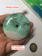 Load image into Gallery viewer, 100% Natural sunny green/pink/purple tropical beach jadeite Jade Safety Guardian Button(donut) Pendant/worry stone X123