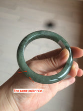 Load image into Gallery viewer, 55mm certified type A 100% Natural watery dark green Jadeite Jade bangle AT27-9779