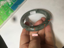 Load image into Gallery viewer, 54.9mm certified Type A 100% Natural dark green/black jadeite jade bangle N102-9772