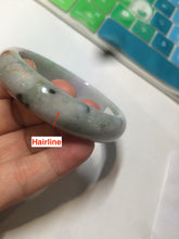 Load image into Gallery viewer, 54mm 100% natural type A certified light green/purple/red (FU LU SHOU, 福禄寿) jadeite jade bangle AQ2-0686