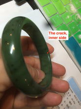 Load image into Gallery viewer, 51.7mm 100% Natural dark green/black nephrite Jade (碧玉) bangle HF33-0766