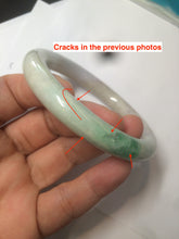 Load image into Gallery viewer, 57mm certified Type A 100% Natural sunny green/white/purple/brown(FU LU Shou) round cut Jadeite Jade bangle AF78-8925