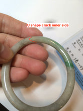 Load image into Gallery viewer, 48mm certified Type A 100% Natural sunny green/dark green/gray/black round cut Jadeite Jade bangle am64-6622