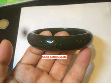 Load image into Gallery viewer, 59.2mm certified 100% Natural oily dark green/black nephrite Jade bangle HE15-3597
