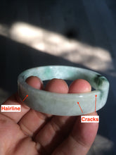 Load image into Gallery viewer, 52mm certified type A100% Natural fresh green floating flowers square Jadeite Jade bangle AC59-8793