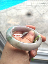 Load image into Gallery viewer, 51.5mm Certified Type A 100% Natural light green/purple/gray oval shape Jadeite Jade bangle B67-5185
