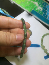 Load image into Gallery viewer, 100% natural green/white Icy watery type A jadeite jade olive+ancient Chinese coin/four-leaf clover bead bracelet AS32