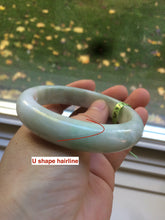 Load image into Gallery viewer, 58mm certificated Type A 100% Natural sunny green/white Jadeite Jade bangle E48-7904