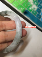 Load image into Gallery viewer, 61mm Certified Type A 100% Natural green/white with green floating flowers jadeite Jade bangle D90-7162