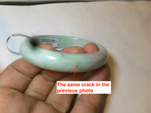 Load image into Gallery viewer, 50.5mm Certified Type A 100% Natural sunny green/white Oval Jadeite Jade bangle AD55