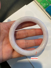 Load image into Gallery viewer, 55.8mm Certified type A 100% Natural light purple sunny green white round cut Jadeite Jade bangle AS7-5130