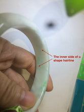 Load image into Gallery viewer, 58mm certificated Type A 100% Natural sunny green/white Jadeite Jade bangle E48-7904