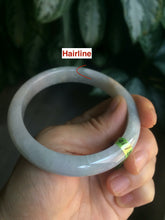 Load image into Gallery viewer, 57.8mm certified type A 100% Natural light green/purple Jadeite Jade bangle Q20-5749