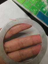 Load image into Gallery viewer, 56.5mm 100% natural Type A icy watery light green slim flat style jadeite jade bangle AC69 (Add on item, not sale individually.)