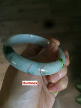 Load image into Gallery viewer, 54.9mm certified type A 100% Natural white/green jadeite jade bangle B74-1109