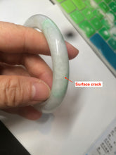 Load image into Gallery viewer, 55mm Certified type A 100% Natural sunny green/white round cut Jadeite bangle C71-6544