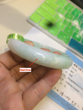 Load image into Gallery viewer, 52.5mm Certified Type A 100% Natural sunny green/white Jadeite Jade bangle R84-1548