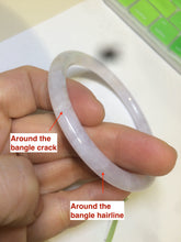Load image into Gallery viewer, 57.4mm Certified type A 100% Natural icy purple/white/yellow round cut slim Jadeite Jade bangle AE3-5269