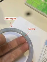 Load image into Gallery viewer, 55.4mm certified type A 100% Natural icy light purple with green floating flowers round cut Jadeite Jade bangle M80-0137