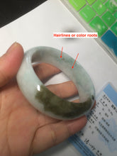 Load image into Gallery viewer, 57mm Certified type A 100% Natural green/white/brown chubby Jadeite bangle N107-3788