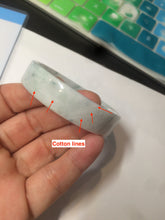 Load image into Gallery viewer, 52.2mm Certified type A 100% Natural light green floating flowers square Jadeite Jade bangle W85-8066