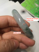 Load image into Gallery viewer, 55.5 mm Certified type A 100% Natural icy watery light green/gray Jadeite bangle J99-4214