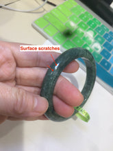 Load image into Gallery viewer, 56.5mm Certified Type A 100% Natural spinach green Jadeite Jade bangle KS82-0711