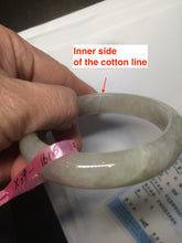Load image into Gallery viewer, 57.2mm certified type A 100% Natural icy watery pale pinkish gray/white/gray/black Jadeite Jade bangle X39-1616