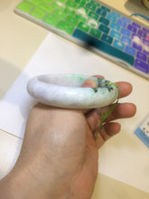 Load image into Gallery viewer, 55.6mm 100% natural Type A sunny green/white/purple jadeite jade bangle L116-4934