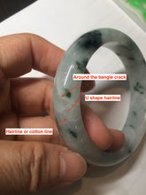 Load image into Gallery viewer, 56.7mm certified 100% natural type A icy watery green flying flowers jadeite jade bangle AS66-1633
