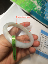 Load image into Gallery viewer, 57mm certificated type A 100% Natural light green yellow Jadeite Jade bangle AD84-5745