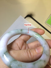 Load image into Gallery viewer, 56mm 100% natural certified sunny green/white/purple round cut jadeite jade bangle R54-4815