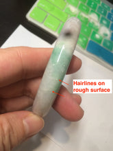 Load image into Gallery viewer, 55.4mm Certified type A 100% Natural sunny green/purple chubby round cut Jadeite bangle N82-8928
