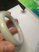 Load image into Gallery viewer, 55.7mm Certified type A 100% Natural sunny green/purple chubby round cut Jadeite bangle N83-8922